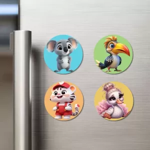 Koala, Toucan, Tiger, And Swan. Fridge Magnets – 4 Piece Set | 3 Inch Round Wall Fridge Decor (F22870) Koala, Toucan, Tiger, And Swan. Fridge Magnets – 4 Piece Set | 3 Inch Round Wall Fridge Decor (F22870)