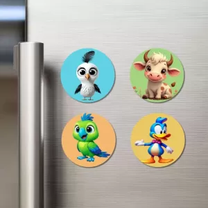 Goat, Parrot, Duck And Penguin Fridge Magnets – 4 Piece Set | 3 Inch Round Wall Fridge Decor (F22892) Goat, Parrot, Duck And Penguin Fridge Magnets – 4 Piece Set | 3 Inch Round Wall Fridge Decor (F22892)