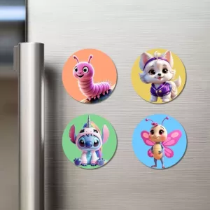 Caterpillar, Dog, Alien, And Butterfly. Fridge Magnets – 4 Piece Set | 3 Inch Round Wall Fridge Decor (F22965) Caterpillar, Dog, Alien, And Butterfly. Fridge Magnets – 4 Piece Set | 3 Inch Round Wall Fridge Decor (F22965)