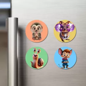 Sloth, Quokka, Snail, And Mouse. Fridge Magnets – 4 Piece Set | 3 Inch Round Wall Fridge Decor (F22981) Sloth, Quokka, Snail, And Mouse. Fridge Magnets – 4 Piece Set | 3 Inch Round Wall Fridge Decor (F22981)