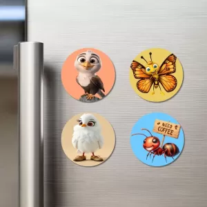 Eagle, Butterfly, Bird, And Ant. Fridge Magnets – 4 Piece Set | 3 Inch Round Wall Fridge Decor (F23014) Eagle, Butterfly, Bird, And Ant. Fridge Magnets – 4 Piece Set | 3 Inch Round Wall Fridge Decor (F23014)