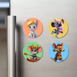 Chinchilla, Hyena, Mouse, And Rat. Fridge Magnets – 4 Piece Set | 3 Inch Round Wall Fridge Decor (F23034) Chinchilla, Hyena, Mouse, And Rat. Fridge Magnets – 4 Piece Set | 3 Inch Round Wall Fridge Decor (F23034)