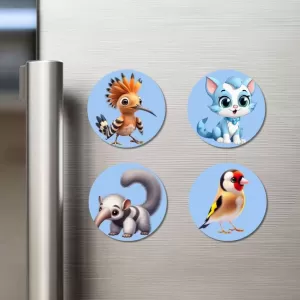 Hoopoe, Cat, Anteater, And Goldfinch. Fridge Magnets – 4 Piece Set | 3 Inch Round Wall Fridge Decor (F23094) Hoopoe, Cat, Anteater, And Goldfinch. Fridge Magnets – 4 Piece Set | 3 Inch Round Wall Fridge Decor (F23094)