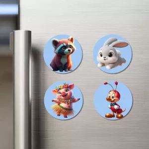 Raccoon, Rabbit, Pig, Ant Fridge Magnets – 4 Piece Set | 3 Inch Round Wall Fridge Decor (F23168) Raccoon, Rabbit, Pig, Ant Fridge Magnets – 4 Piece Set | 3 Inch Round Wall Fridge Decor (F23168)