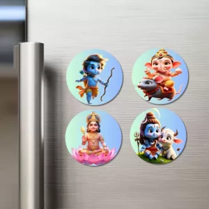 Rama, Ganesha, Lakshmi, Shiva Fridge Magnets – 4 Piece Set | 3 Inch Round Wall Fridge Decor (F23175) Rama, Ganesha, Lakshmi, Shiva Fridge Magnets – 4 Piece Set | 3 Inch Round Wall Fridge Decor (F23175)
