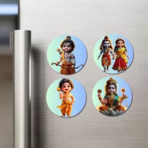 Rama, Shiva-Parvati, Krishna, Lakshmi Fridge Magnets – 4 Piece Set | 3 Inch Round Wall Fridge Decor (F23180) Rama, Shiva-Parvati, Krishna, Lakshmi Fridge Magnets – 4 Piece Set | 3 Inch Round Wall Fridge Decor (F23180)