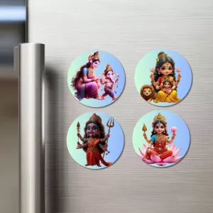 Maa Kali, Maa Durga, Maa Parvati & Maa Lakshmi Fridge Magnets – 4 Piece Set | 3 Inch Round Wall Fridge Decor (F23185) Maa Kali, Maa Durga, Maa Parvati & Maa Lakshmi Fridge Magnets – 4 Piece Set | 3 Inch Round Wall Fridge Decor (F23185)