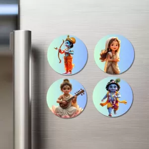 Shiva, Shakti, Ganesha, Kartikeya, And Krishna. Fridge Magnets – 4 Piece Set | 3 Inch Round Wall Fridge Decor (F23198) Shiva, Shakti, Ganesha, Kartikeya, And Krishna. Fridge Magnets – 4 Piece Set | 3 Inch Round Wall Fridge Decor (F23198)