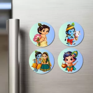 Krishna And Radha. Fridge Magnets – 4 Piece Set | 3 Inch Round Wall Fridge Decor (F23201) Krishna And Radha. Fridge Magnets – 4 Piece Set | 3 Inch Round Wall Fridge Decor (F23201)