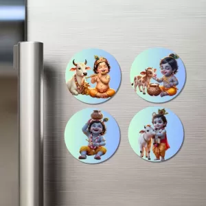 Krishna. Fridge Magnets – 4 Piece Set | 3 Inch Round Wall Fridge Decor (F23203) Krishna. Fridge Magnets – 4 Piece Set | 3 Inch Round Wall Fridge Decor (F23203)