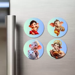 Hanuman, Ganesha, Rama, And Krishna. Fridge Magnets – 4 Piece Set | 3 Inch Round Wall Fridge Decor (F23205) Hanuman, Ganesha, Rama, And Krishna. Fridge Magnets – 4 Piece Set | 3 Inch Round Wall Fridge Decor (F23205)