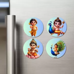 Kartikeya Fridge Magnets – 4 Piece Set | 3 Inch Round Wall Fridge Decor (F23217) Kartikeya Fridge Magnets – 4 Piece Set | 3 Inch Round Wall Fridge Decor (F23217)