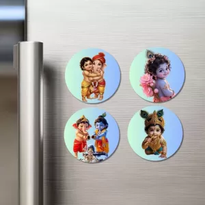 Shiva, Parvati, Ganesha, Kartikeya Fridge Magnets – 4 Piece Set | 3 Inch Round Wall Fridge Decor (F23249) Shiva, Parvati, Ganesha, Kartikeya Fridge Magnets – 4 Piece Set | 3 Inch Round Wall Fridge Decor (F23249)