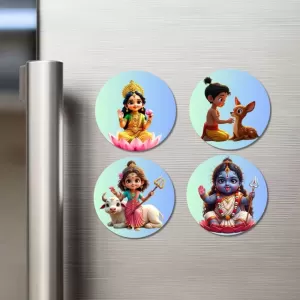 Lakshmi, Rama, Parvati, Krishna Fridge Magnets – 4 Piece Set | 3 Inch Round Wall Fridge Decor (F23263) Lakshmi, Rama, Parvati, Krishna Fridge Magnets – 4 Piece Set | 3 Inch Round Wall Fridge Decor (F23263)