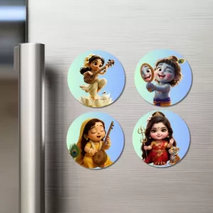 Lakshmi, Rama, Parvati, Krishna Fridge Magnets – 4 Piece Set | 3 Inch Round Wall Fridge Decor (F23264) Lakshmi, Rama, Parvati, Krishna Fridge Magnets – 4 Piece Set | 3 Inch Round Wall Fridge Decor (F23264)