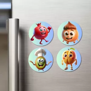 Pomegranate, Onion, Kiwi, Peach Fridge Magnets – 4 Piece Set | 3 Inch Round Wall Fridge Decor (F23275) Pomegranate, Onion, Kiwi, Peach Fridge Magnets – 4 Piece Set | 3 Inch Round Wall Fridge Decor (F23275)