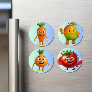 Carrot, Mango, Onion, Tomato Fridge Magnets – 4 Piece Set | 3 Inch Round Wall Fridge Decor (F23285) Carrot, Mango, Onion, Tomato Fridge Magnets – 4 Piece Set | 3 Inch Round Wall Fridge Decor (F23285)
