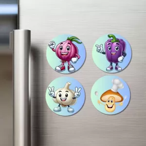Fennel, Fig, Carrot, Durian Fridge Magnets – 4 Piece Set | 3 Inch Round Wall Fridge Decor (F23296) Fennel, Fig, Carrot, Durian Fridge Magnets – 4 Piece Set | 3 Inch Round Wall Fridge Decor (F23296)