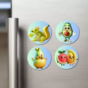 Radish, Peas, Chili, Apple Fridge Magnets – 4 Piece Set | 3 Inch Round Wall Fridge Decor (F23307) Radish, Peas, Chili, Apple Fridge Magnets – 4 Piece Set | 3 Inch Round Wall Fridge Decor (F23307)