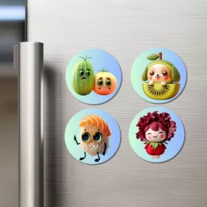 Radish, Peas, Chili, Apple Fridge Magnets – 4 Piece Set | 3 Inch Round Wall Fridge Decor (F23308) Radish, Peas, Chili, Apple Fridge Magnets – 4 Piece Set | 3 Inch Round Wall Fridge Decor (F23308)