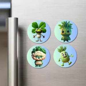Radish, Peas, Chili, Apple Fridge Magnets – 4 Piece Set | 3 Inch Round Wall Fridge Decor (F23311) Radish, Peas, Chili, Apple Fridge Magnets – 4 Piece Set | 3 Inch Round Wall Fridge Decor (F23311)