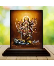 Car Dashboard Ma Goddess Kali Wooden Photo Stand  3x4 Inches, Compact & Stylish Spiritual Display For Car, Home & Office (Pack Of 1) (F48657)