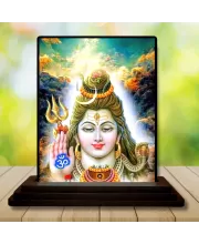 Car Dashboard Shiva Wooden Photo Stand  3x4 Inches, Compact & Stylish Spiritual Display For Car, Home & Office (Pack Of 1) (F48660)