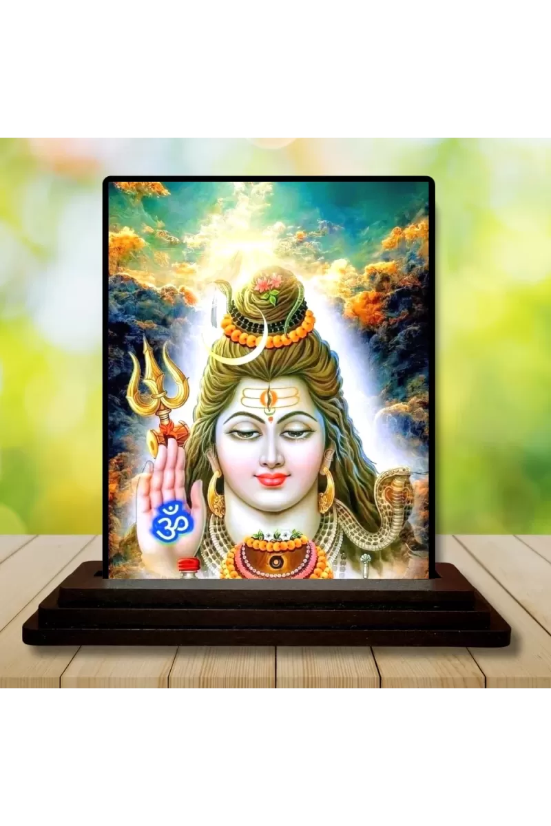 Car Dashboard Shiva Wooden Photo Stand  3x4 Inches, Compact & Stylish Spiritual Display For Car, Home & Office (Pack Of 1) (F48660)
