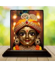 Car Dashboard Shree Krishna Wooden Photo Stand  3x4 Inches, Compact & Stylish Spiritual Display For Car, Home & Office (Pack Of 1) (F48661)