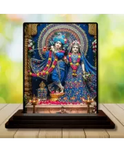Car Dashboard Shree Radha Shree Krishna Wooden Photo Stand  3x4 Inches, Compact & Stylish Spiritual Display For Car, Home & Office (Pack Of 1) (F48667)