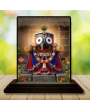 Car Dashboard Lord Jagannatha Wooden Photo Stand  3x4 Inches, Compact & Stylish Spiritual Display For Car, Home & Office (Pack Of 1) (F48669)