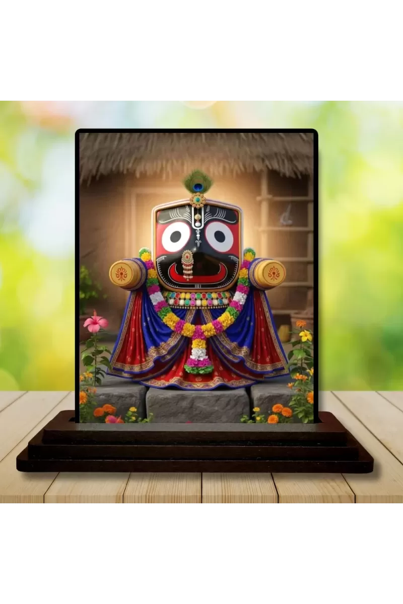 Car Dashboard Lord Jagannatha Wooden Photo Stand  3x4 Inches, Compact & Stylish Spiritual Display For Car, Home & Office (Pack Of 1) (F48669)