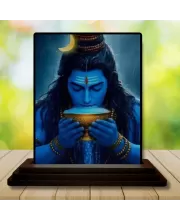 Car Dashboard Shiva Wooden Photo Stand  3x4 Inches, Compact & Stylish Spiritual Display For Car, Home & Office (Pack Of 1) (F48671)