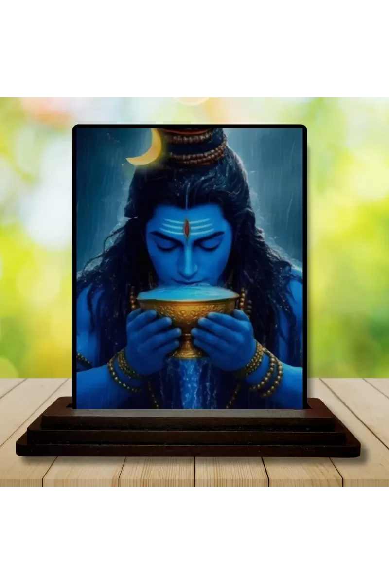 Car Dashboard Shiva Wooden Photo Stand  3x4 Inches, Compact & Stylish Spiritual Display For Car, Home & Office (Pack Of 1) (F48671)