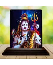 Car Dashboard Lord Shiva Wooden Photo Stand  3x4 Inches, Compact & Stylish Spiritual Display For Car, Home & Office (Pack Of 1) (F48672)