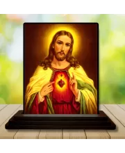Car Dashboard Jesus Christ Wooden Photo Stand  3x4 Inches, Compact & Stylish Spiritual Display For Car, Home & Office (Pack Of 1) (F48674)