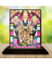 Car Dashboard Tirupati Balaji Wooden Photo Stand  3x4 Inches, Compact & Stylish Spiritual Display For Car, Home & Office (Pack Of 1) (F48677)