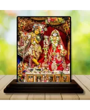 Car Dashboard Radha Shree Krishna Wooden Photo Stand  3x4 Inches, Compact & Stylish Spiritual Display For Car, Home & Office (Pack Of 1) (F48681)