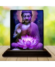 Car Dashboard Goutam Buddha Wooden Photo Stand  3x4 Inches, Compact & Stylish Spiritual Display For Car, Home & Office (Pack Of 1) (F48682)