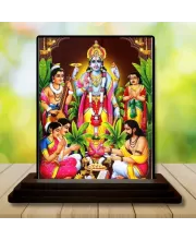 Car Dashboard Shree Krishna Wooden Photo Stand  3x4 Inches, Compact & Stylish Spiritual Display For Car, Home & Office (Pack Of 1) (F48687)