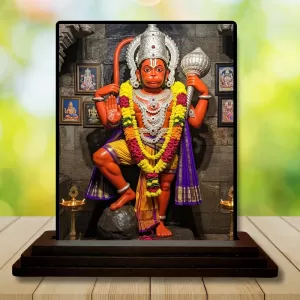Car Dashboard Hanuman Wooden Photo Stand  3x4 Inches, Compact & Stylish Spiritual Display For Car, Home & Office (Pack Of 1) (F48689)