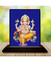 Car Dashboard Lord Ganesha Wooden Photo Stand  3x4 Inches, Compact & Stylish Spiritual Display For Car, Home & Office (Pack Of 1) (F48692)