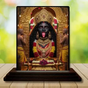 Car Dashboard Kali Wooden Photo Stand  3x4 Inches, Compact & Stylish Spiritual Display For Car, Home & Office (Pack Of 1) (F48693)