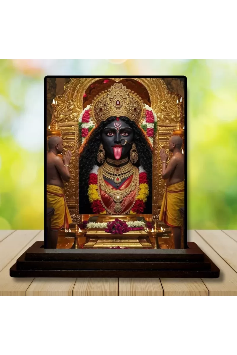 Car Dashboard Kali Wooden Photo Stand  3x4 Inches, Compact & Stylish Spiritual Display For Car, Home & Office (Pack Of 1) (F48693)