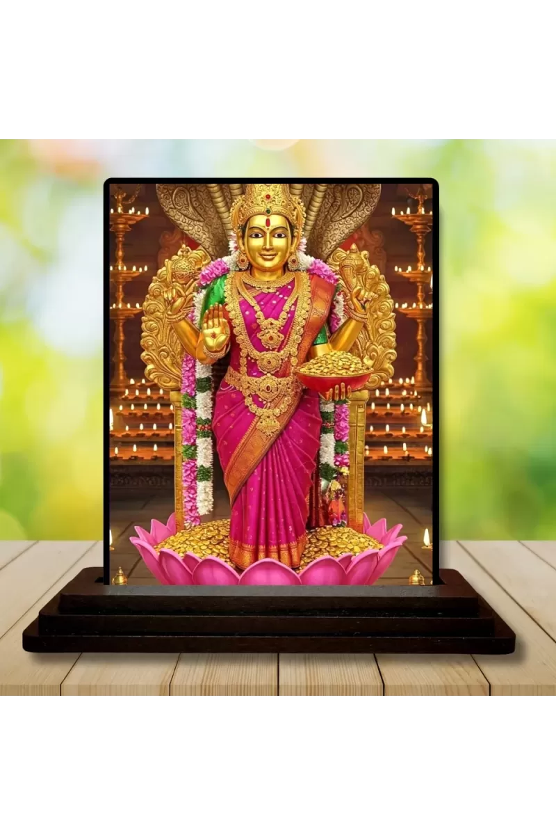 Car Dashboard Lakshmi Wooden Photo Stand  3x4 Inches, Compact & Stylish Spiritual Display For Car, Home & Office (Pack Of 1) (F48697)