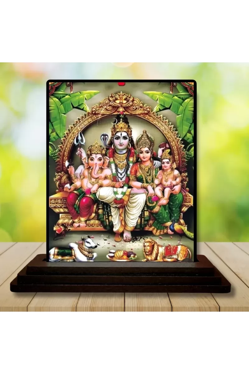 Car Dashboard Lord Shiva Wooden Photo Stand  3x4 Inches, Compact & Stylish Spiritual Display For Car, Home & Office (Pack Of 1) (F48699)