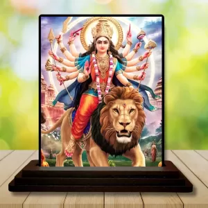 Car Dashboard Goddess Durga Wooden Photo Stand 3x4 Inches, Compact & Stylish Spiritual Display For Car, Home & Office (Pack Of 1) (F48701) Car Dashboard Goddess Durga Wooden Photo Stand 3x4 Inches, Compact & Stylish Spiritual Display For Car, Home & Office (Pack Of 1) (F48701)
