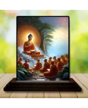 Car Dashboard Gautama Buddha Wooden Photo Stand  3x4 Inches, Compact & Stylish Spiritual Display For Car, Home & Office (Pack Of 1) (F48702)