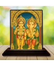 Car Dashboard Lord Ganesha And Lord Ganesha Wooden Photo Stand  3x4 Inches, Compact & Stylish Spiritual Display For Car, Home & Office (Pack Of 1) (F48704)