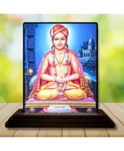 Car Dashboard Shree Ramkrishna Wooden Photo Stand  3x4 Inches, Compact & Stylish Spiritual Display For Car, Home & Office (Pack Of 1) (F48705)